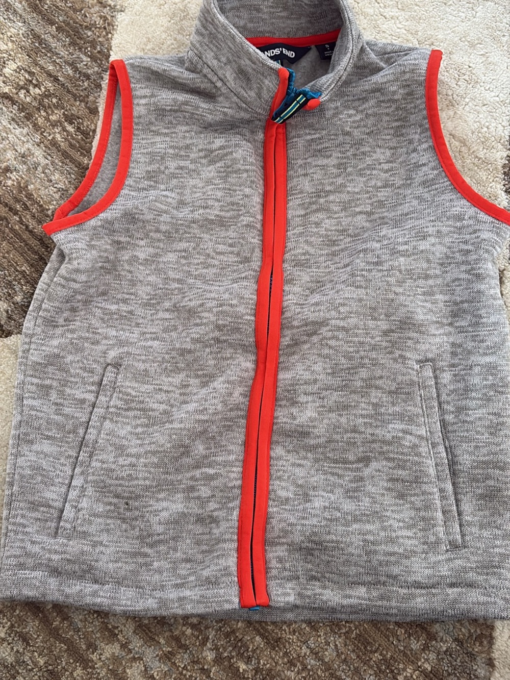 Lands' End Grey Fleece Vest with Red Trim (Washed never worn)